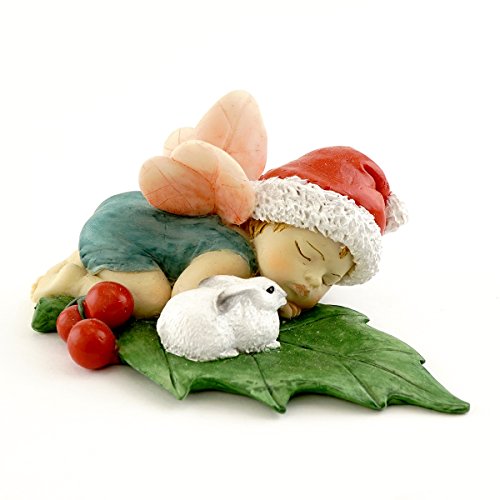 Top Collection Miniatur Garten und Terrarium Weihnachtsfee Baby schlafend mit Häschen Figur von Top Collection