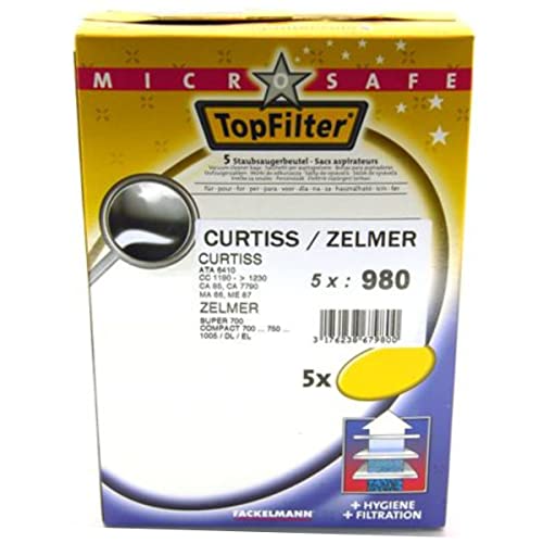 TopFilter 67980 Lot de 5 sacs aspirateur compatibles Zelmer et Curtiss, sac aspirateur, sac à poussière pour aspirateur, Non tissé, 30 x 29 cm von Top Filter
