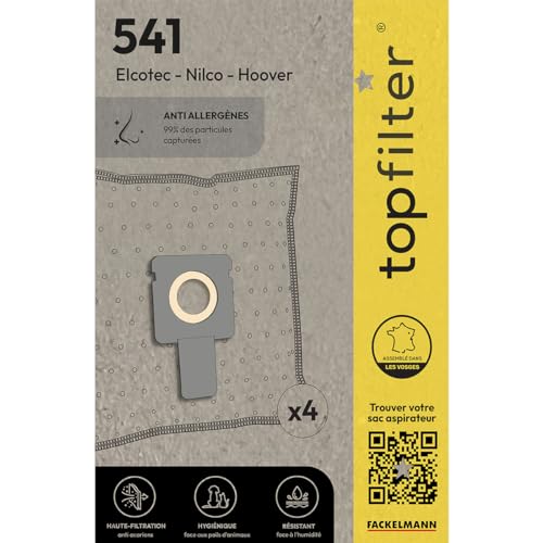 TopFilter 541, 4 Staubsaugerbeutel für Elcotec und Nilco, Staubsaugerbeutel aus Vlies, 4 Stück (30 x 26 x 0,1 cm) TopFilter 541, 4 Staubsaugerbeutel für Elcotec und Nilco, Staubsaugerbeutel aus Vlies, 4 Stück (30 x 26 x 0,1 cm) von Top Filter