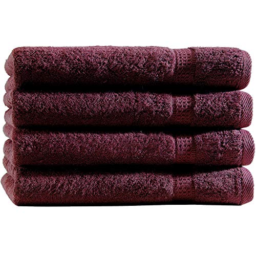 Top Fuel Fashion 4er Pack Badetuch Elegance 48022 Handtuch 100x150 cm Frottier Baumwolle Bordeaux (Bordeaux) von Top Fuel Fashion