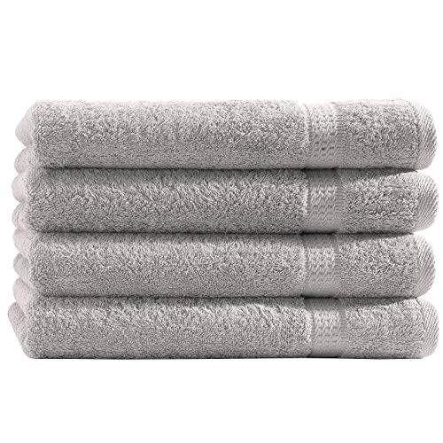 Top Fuel Fashion 4er Pack Duschtuch Elegance 38043 Handtuch 70x140 cm Frottier Baumwolle Silber (grau) von Top Fuel Fashion