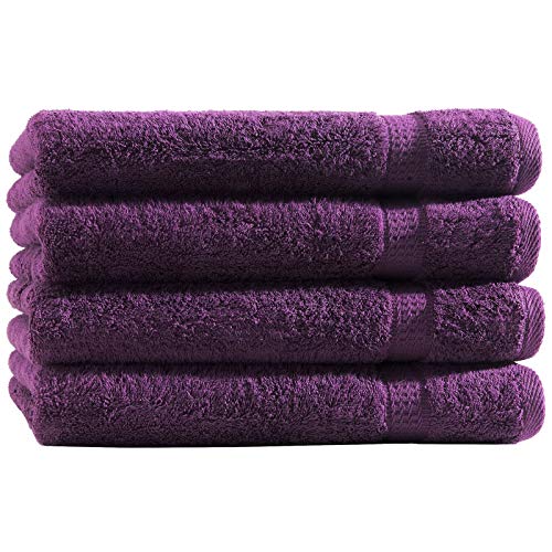 Top Fuel Fashion 4er Pack Waschlappen Elegance 58015 Waschhandschuh 16x21 cm Frottier Baumwolle aubergine (lila) von Top Fuel Fashion