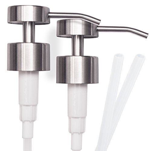 Flat Top Edelstahl Seife und Lotion Spender Pumpen, 2 Stück, Ersatz für Ihre Flaschen, inklusive 2 Neun Zoll Röhren von Top Home Store