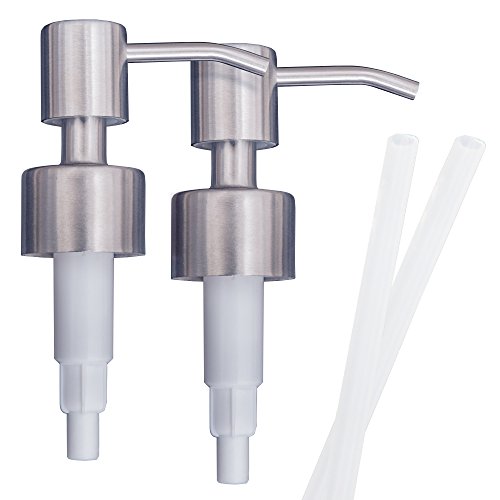 Seifen- und Lotionspenderpumpen aus Edelstahl, Ersatz für Ihre Flaschen (gebürstetes Nickel, 2 Stück) von Top Home Store
