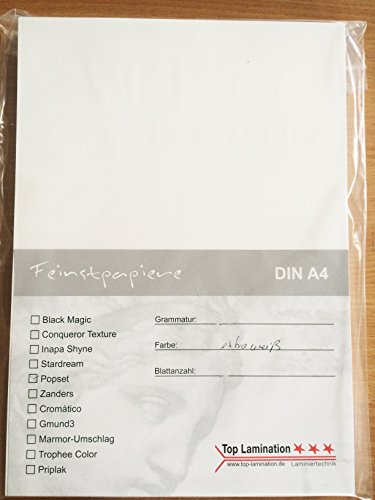 25 Blatt DIN A3 320g/m² dickes weisses Papier Karton von Top Lamination - Bastelpapier Tonkarton von Top Lamination Laminiertechnik