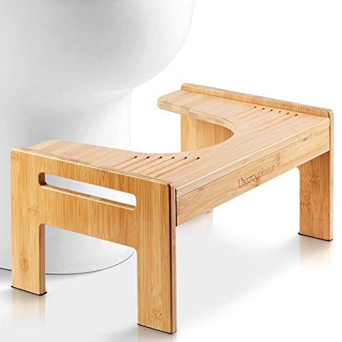Physiologischer Toilettenhocker aus Bambus – Fußhocker aus Holz zusammenklappbar - Klapp- und Designfußstütze – gesunde Sitzhaltung auf Toilette – von Ärzten empfohlener Klo-Hocker von Top Life