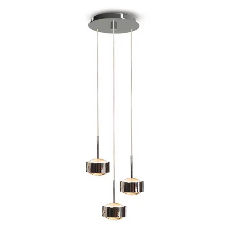 LED-Pendelleuchte Puk Maxx Drop Trio, chrom matt von Top Light