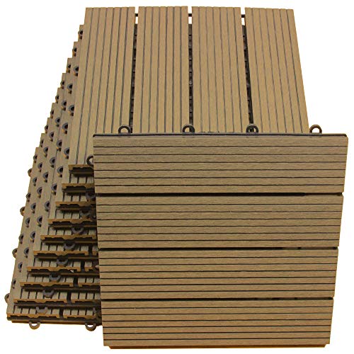 Top-Multi WPC Holz Fliese 30x30cm Light Brown 1m² (1m²=11 Fliesen) von Top-Multi