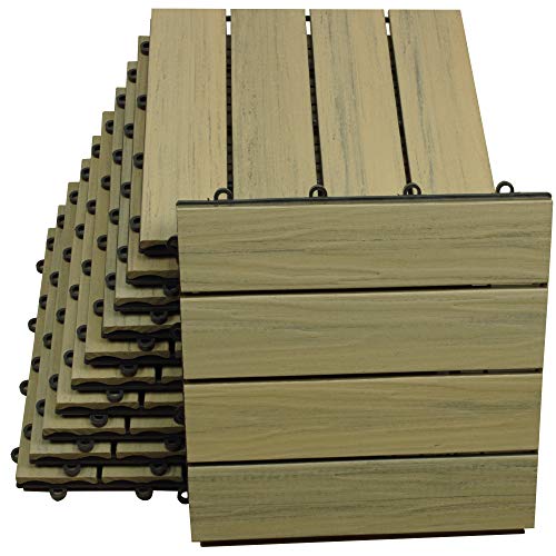 Top-Multi WPC Holz Fliese profiliert 30x30cm BRAUN 2 m² von Top-Multi