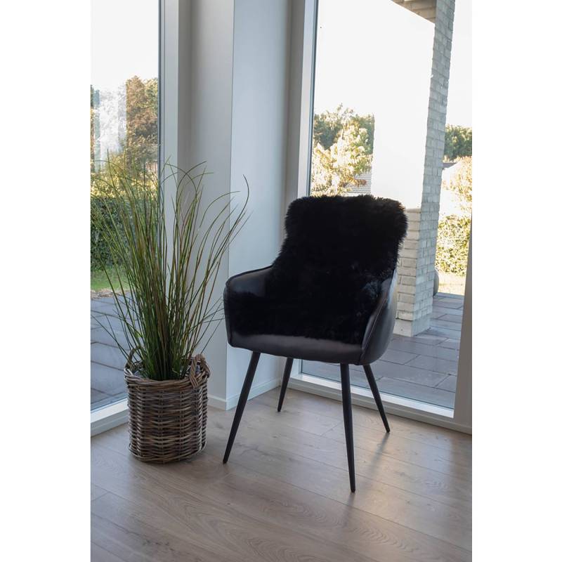 home24 Fellteppich Lambskin Schwarz/Schwarz 50 x 85cm Lammfell von home24