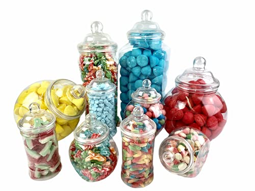 Plastikbehälter für Süßigkeiten im viktorianischen Stil- 10 Klein Kunststoffbehälter (5 x hoch 5 x rund) für Party-Display Partypackung von Top Star