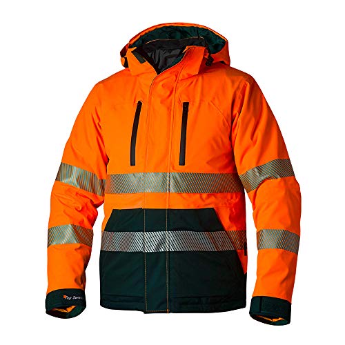 Top Swede 12702002204 Modell 127 Hi-Vis Wind und Wasserdichter 3-in-1 Jacke, Orange/Marine, Größe S von Top Swede