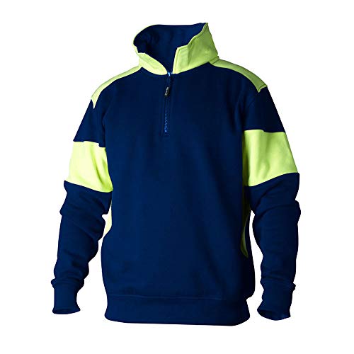 Top Swede 22211702107 Modell 222 Sweatshirt mit Kurzem Reißverschluss, Marine/Gelb, Größe XL von Top Swede