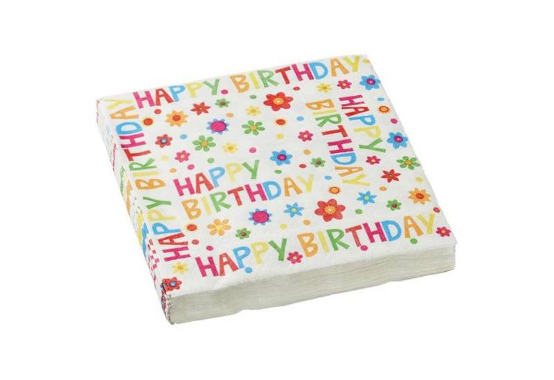 Top Ten Handels GmbH Papierserviette 12x Servietten 20er Happy Birthday 3-lagig 33x33cm Grillen Papiertuch von Top Ten Handels GmbH