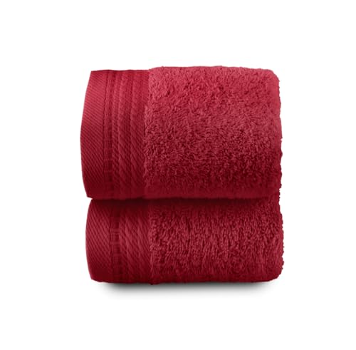 Top Towel – Premium – Große Badetücher – Badezimmerhandtücher – 2 Gesichts- oder Bidethandtücher – 30 x 50 cm – 100% Baumwolle – 600 Gramm - Granat von Top Towel