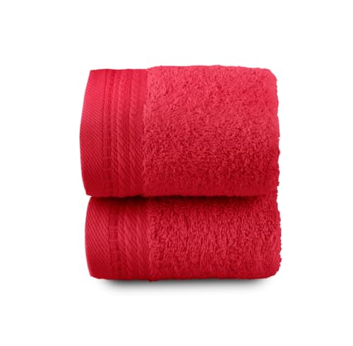 Top Towel – Premium – Große Badetücher – Badezimmerhandtücher – 2 Gesichts- oder Bidethandtücher – 30 x 50 cm – 100% Baumwolle – 600 Gramm - Rot von Top Towel