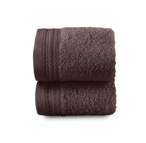 Top Towel 2er-Set Bidet-Handtücher, kleine Handtücher, 100% gekämmte Baumwolle, 600 g/m², 30 x 50 cm, Braun von Top Towel