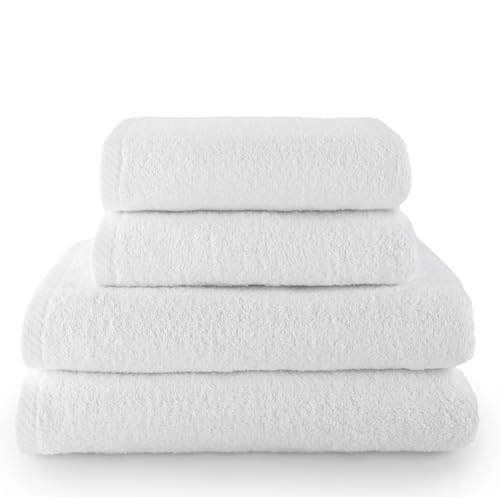 Top Towel - Combo - Große Badetücher - Badezimmerhandtücher - 2 Hand- oder Waschbeckenhandtücher + 2 Duschtücher - 100 % Baumwolle - Weiß von Top Towel