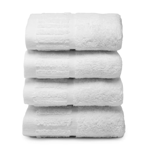 Top Towel – 4 Bidet- oder Gesichtshandtücher – weiße Hotelhandtücher – große Badetücher – 100% Baumwolle – weiß – 30 x 50 cm von Top Towel