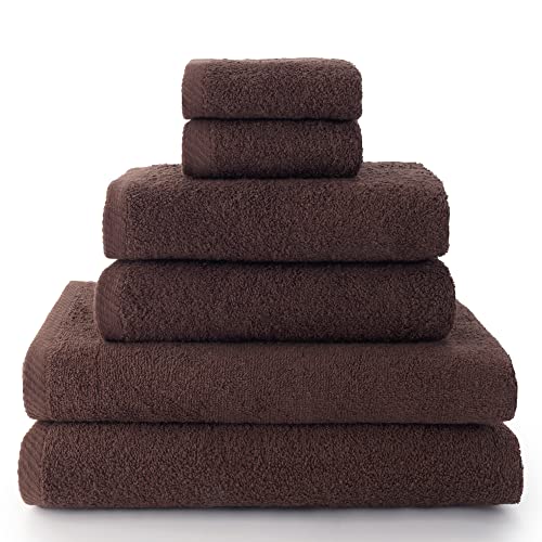 Top Towel - Combo - Große Badetücher - Badezimmerhandtücher - 2 Gesichts- oder Bidethandtücher + 2 Hand- oder Waschbeckenhandtücher + 2 Duschtücher - 100 % Baumwolle - Braun von Top Towel