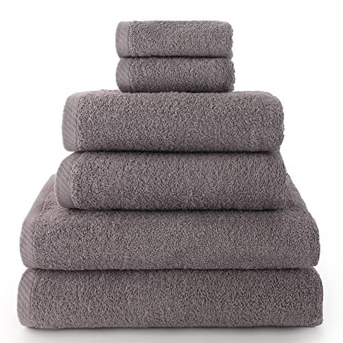 Top Towel - Combo - Große Badetücher - Badezimmerhandtücher - 2 Gesichts- oder Bidethandtücher + 2 Hand- oder Waschbeckenhandtücher + 2 Duschtücher - 100 % Baumwolle - Grau Top Towel - Combo - Große Badetücher - Badezimmerhandtücher - 2 Gesichts- oder Bidethandtücher + 2 Hand- oder Waschbeckenhandtücher + 2 Duschtücher - 100 % Baumwolle - Grau von Top Towel