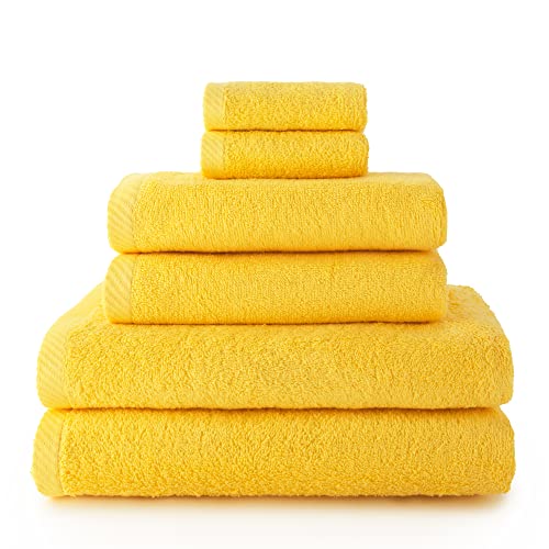 Top Towel - Plus - Große Badetücher - Badezimmerhandtücher - 2 Gesichts- oder Bidethandtücher + 2 Hand- oder Waschbeckenhandtücher + 2 Duschtücher - 100 % Baumwolle - Zitrone von Top Towel