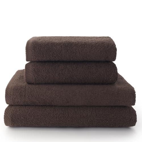 Top Towel - Combo - Große Badetücher - Badezimmerhandtücher - 2 Hand- oder Waschbeckenhandtücher + 2 Duschtücher - 100 % Baumwolle - Braun Top Towel - Combo - Große Badetücher - Badezimmerhandtücher - 2 Hand- oder Waschbeckenhandtücher + 2 Duschtücher - 100 % Baumwolle - Braun von Top Towel