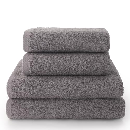 Top Towel - Combo - Große Badetücher - Badezimmerhandtücher - 2 Hand- oder Waschbeckenhandtücher + 2 Duschtücher - 100 % Baumwolle - Grau von Top Towel