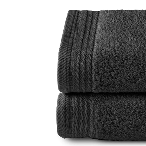 Top Towel - Premium - Große Badetücher - Badetücher - 2 Handtücher - 50 x 100 cm - 100 % Baumwolle - 600 Gramm - Schwarz Top Towel - Premium - Große Badetücher - Badetücher - 2 Handtücher - 50 x 100 cm - 100 % Baumwolle - 600 Gramm - Schwarz von Top Towel