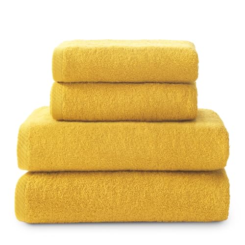 Top Towel - Plus - Große Badetücher - Badezimmerhandtücher - 2 Hand- oder Waschbeckenhandtücher + 2 Duschtücher - 100 % Baumwolle - Gold von Top Towel