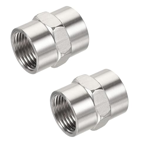 TOP-VIGOR 2 x Edelstahl-Rohrverschraubung, G1/2 Innengewinde auf Innengewinde, Sechskant-Anschlussadapter von Top-Vigor