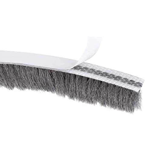TOP-VIGOR Bürstenwetterabisolierung, 10 m (L) x 9 mm (B) x 15 mm (T), selbstklebend, Filz-Türdichtung, Flor-Wetterstreifen, hochdichter Bürstenstreifen, Zugluftstopper für Fenster, Tür, Garage von Top-Vigor