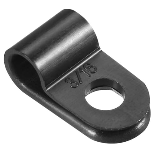 TOP-VIGOR Kabelklemmen, Nylon, R-Typ, 5 mm, Kunststoff-Kabelklemmen-Sortiment, Befestigungs-Set, Kunststoff-Drahtklemmen-Clips für elektrische Kabel, Draht, Kabelmanagement, schwarz, CC-0,5, 100 Stück von Top-Vigor