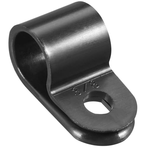 TOP-VIGOR Kabelklemmen, Nylon, R-Typ, 9,5 mm, Kunststoff-Kabelklemmen-Sortiment, Befestigungs-Set, Kunststoff-Drahtklemmen-Clips für elektrische Kabel, Draht, Leitung, Kabelmanagement, schwarz, CC-2 von Top-Vigor