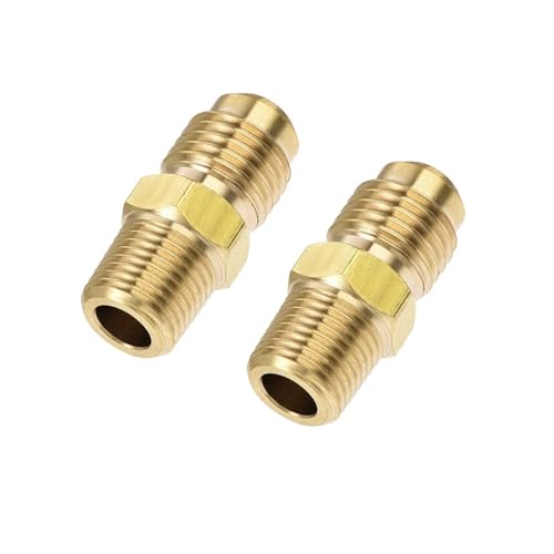 TOP-VIGOR Messing-Rohrverschraubung, 1/4 SAE-Außengewinde auf 1/8 NPT-Innengewinde, Schlauchadapter für Klimaanlage, Kühlung, 2 Stück von Top-Vigor
