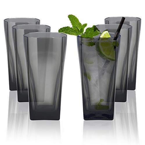 Top-spring Wiederverwendbare Kunststoff-Wassergläser, stapelbar, bruchsicher, transparent, Trinkgläser, BPA-frei, unzerbrechliche Trinkbecher, Grau, 340 ml, 6 Stück Top-spring Wiederverwendbare Kunststoff-Wassergläser, stapelbar, bruchsicher, transparent, Trinkgläser, BPA-frei, unzerbrechliche Trinkbecher, Grau, 340 ml, 6 Stück von Top-spring