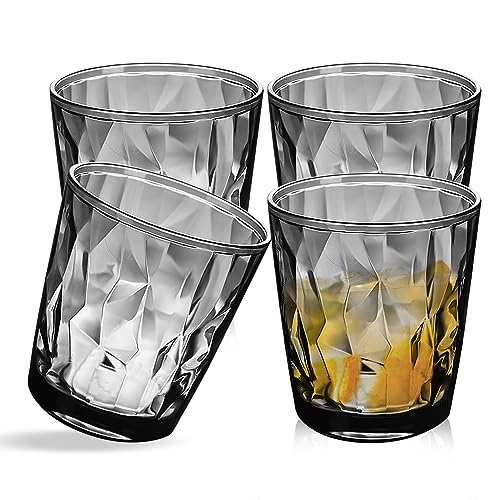 Top-spring Wiederverwendbare Kunststoffbecher, 4er-Set Kunststoffbecher für Kinder und Erwachsene, transparent, 300 ml, zum Trinken von Wasser, Saft, unzerbrechliche und langlebige Kunststoffbecher von Top-spring