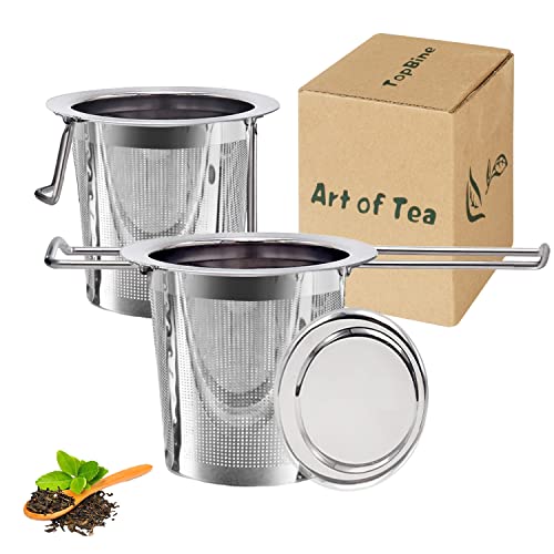 TopBine 2 Stück Teesieb für Losen Tee,Teefilter aus 304 Rostfreiem Edelstahl Faltbare Griffe für teekanne von TopBine