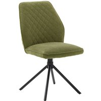 Esstisch Stühle in Oliv Grün Chenillegewebe Metallgestell Schwarz (2er Set) von TopDesign