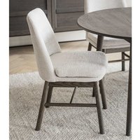 Polsterstühle aus Eiche Massivholz Braun Webstoff Cremeweiß (2er Set) von TopDesign