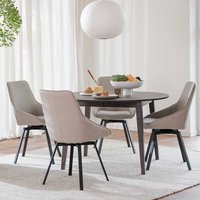 Esszimmer Sitzgruppe in Eiche dunkel und Beige Skandi Design (fünfteilig) von TopDesign