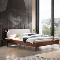 140x200 Bett Nussbaum und Weiß aus Massivholz modernem Design von TopDesign