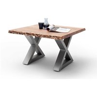 Baumkanten Sofa Tisch aus Akazie Massivholz und Edelstahl Loft Design von TopDesign