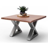 Baumkanten Wohnzimmer Tisch in Walnussfarben Akazie Massivholz und Metall von TopDesign