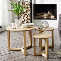 Beistelltisch Set aus Eiche massiv Rund (dreiteilig) von TopDesign