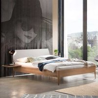 Bett Eiche hell und weiß aus Massivholz 38 cm Einstiegshöhe von TopDesign