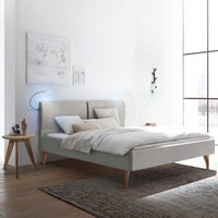 Bett Grau Eiche Bianco im Skandi Design Vierfußgestell aus Holz von TopDesign