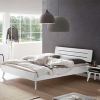 Buche weiß lackiert Bett 140x200 cm in modernem Design 80 cm hoch von TopDesign