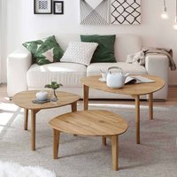 Couchtisch Set aus Eiche Massivholz dreieckig (dreiteilig) von TopDesign