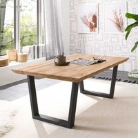 Couchtisch mit Baumkanten aus Asteiche Massivholz Metall von TopDesign